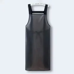 Waterproof Oil - Resistant Transparent Black Kitchen Apron - 95cm (No pockets)