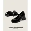 Mary Janes Vintage Black Sandals Woman Buckle Non-Slip Casual Medium Heels Office Ladies Solid Elegant Heels Korean 2023 Summer 2