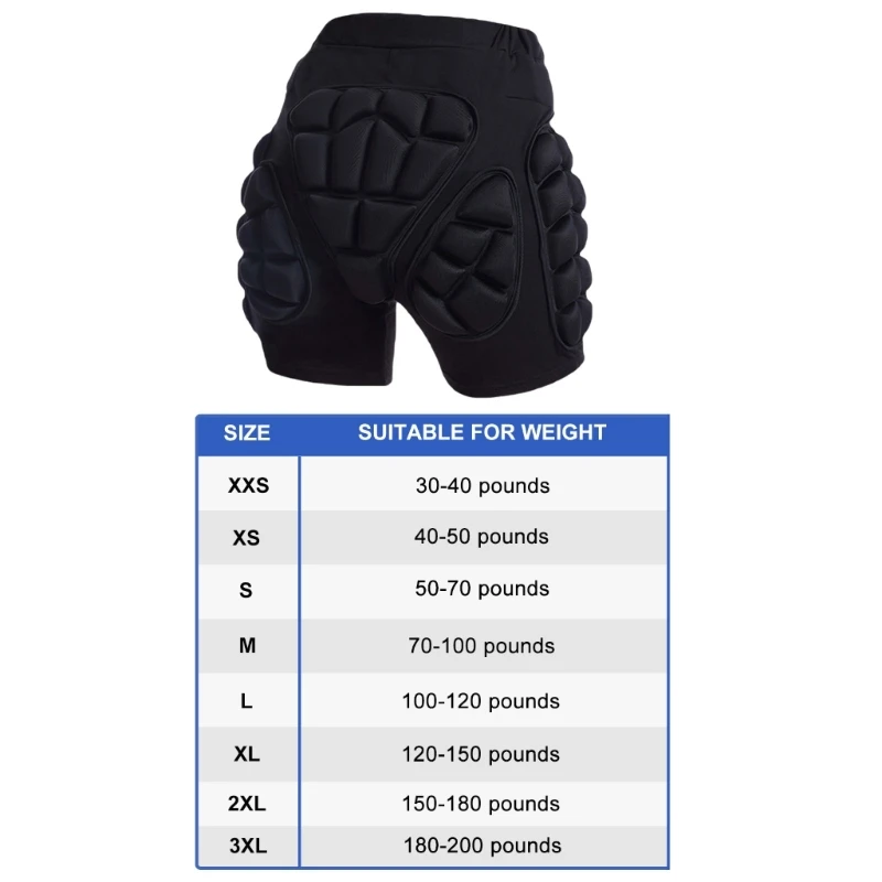 3D Padded Protective Shorts Hip Butt EVA Pad Shorts Protective Gear Guard for Ski Skiing Skating Snowboard Cycling