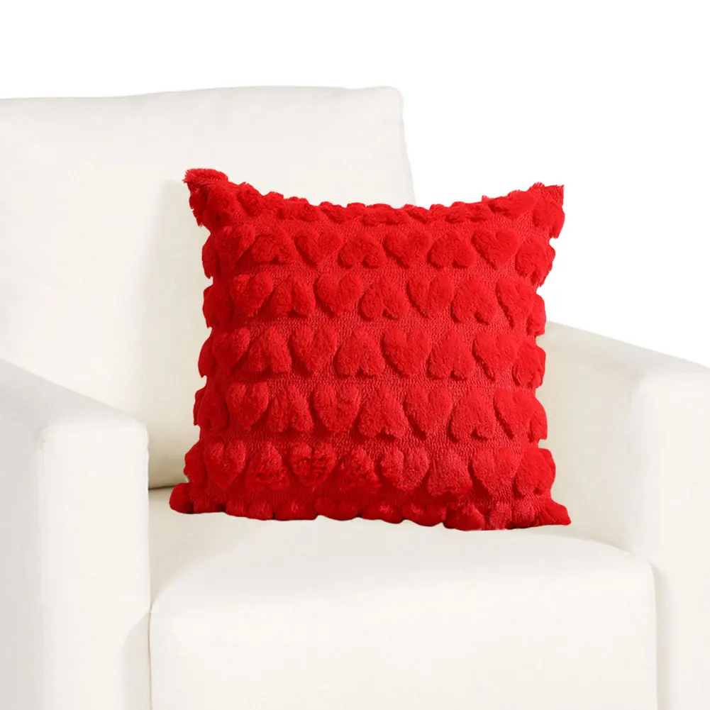 2 PCS Valentines Plush Pillow Covers Cozy Fluffy Double-Sided Throw Pillow Covers Cushion Cover Valentines Day Decoration