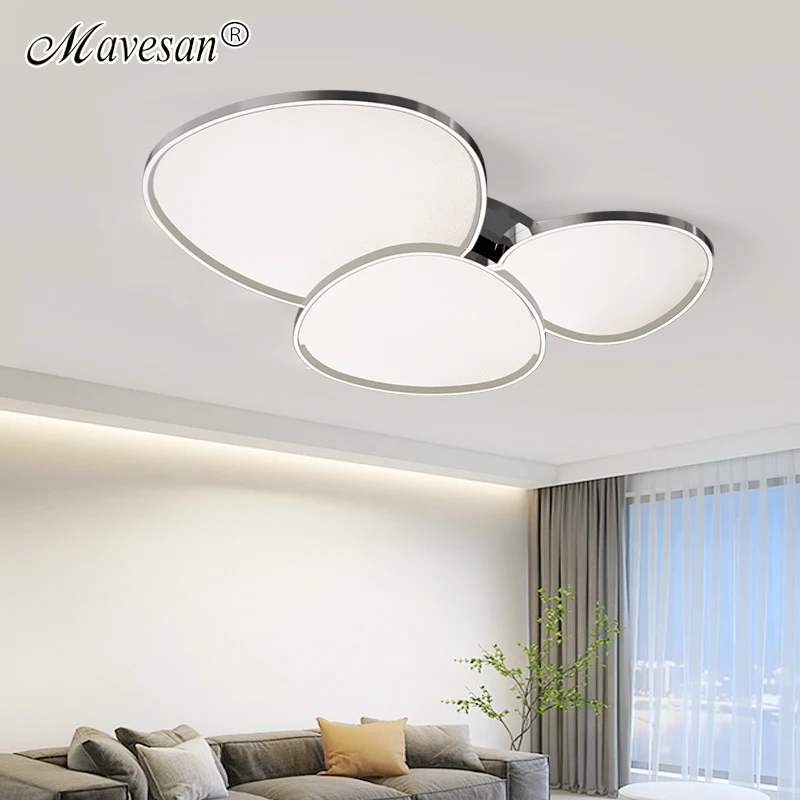 Modern Minimalist Led Ceiling Chandeliers Electroplated Living Room Bedroom Study Eye Protection Cobblestone Lighting Fixture