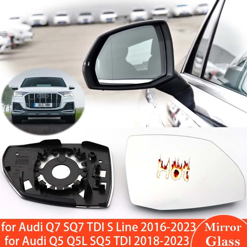

Запасное асферическое стекло для зеркала заднего вида, широкоугольный нагрев для Audi Q5 Q5L SQ5 Q7 SQ7 3,0 TDI TFSI, аксессуары для боковых крыльев
