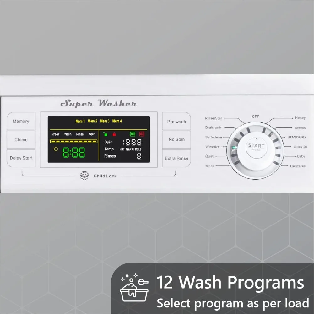 Basic Stackable 13 lbs Washer + Vented Sensor Dryer 3.5cf 110V, Automatic, Compact Washing Machine, 120 Volts 5