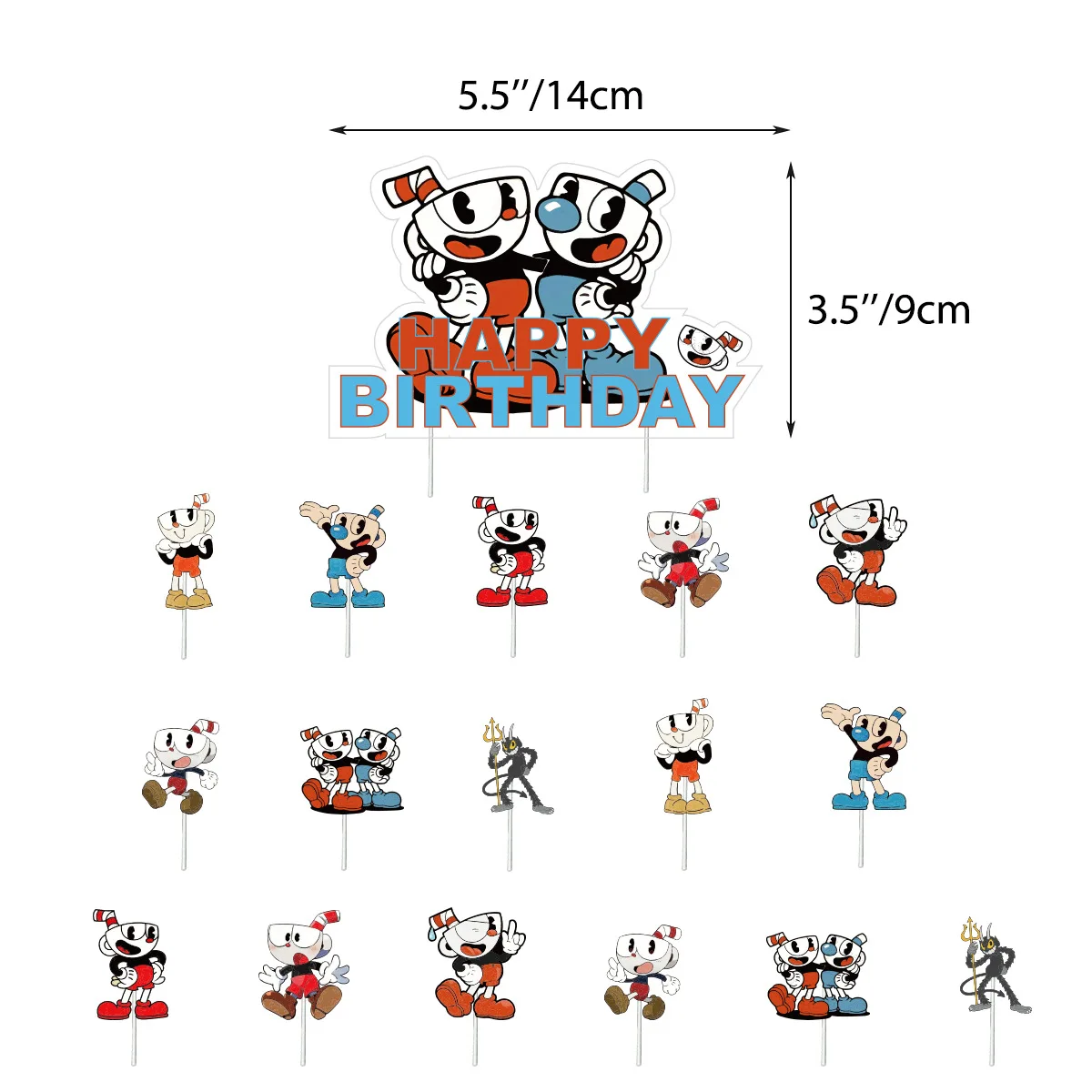 Cuphead 생일 축하 파티 용품 게임 라텍스 풍선 배경 장식 케이크 토퍼 배너 아이 선물 홈 장식 베이비 샤워