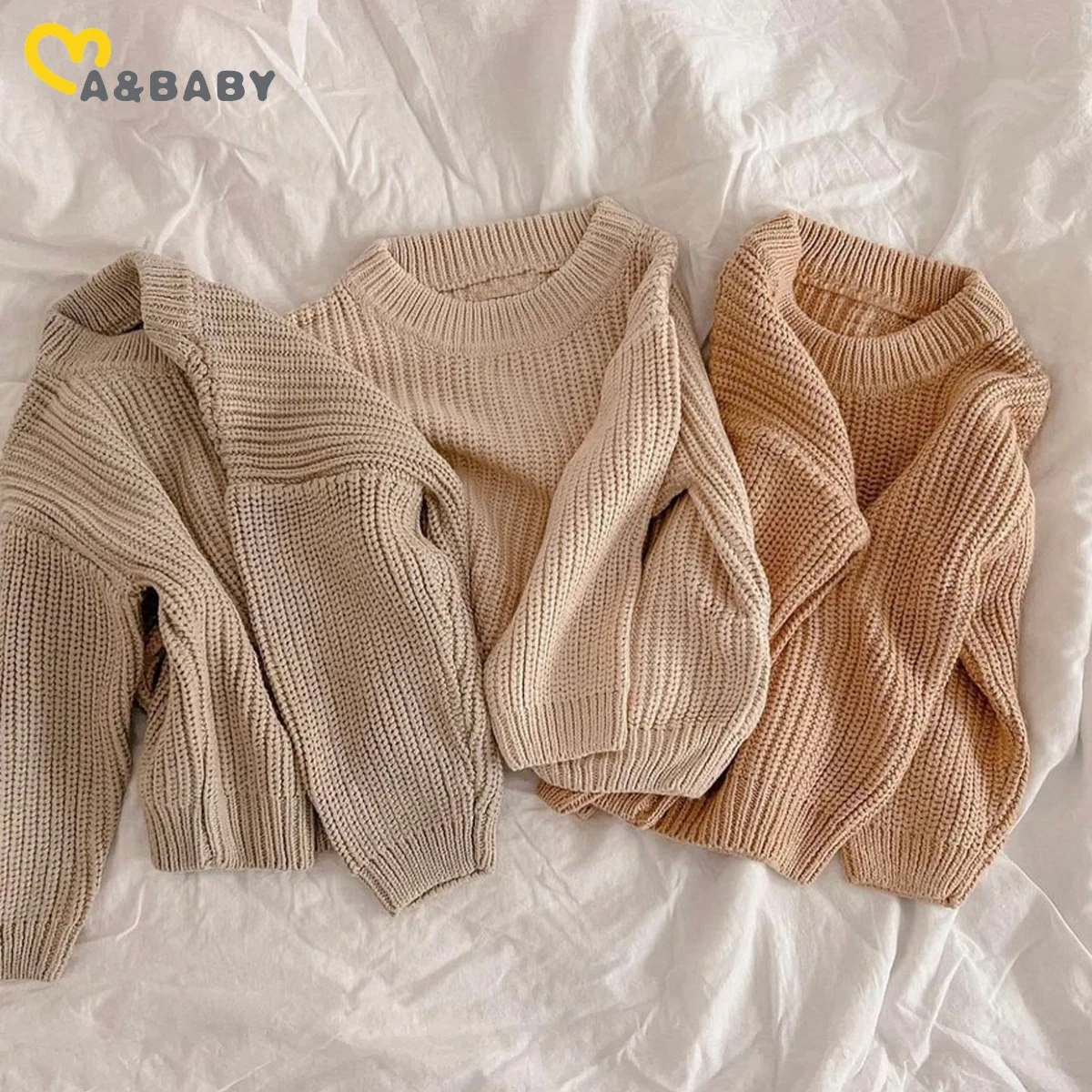 Kids Sweatershirts ma&baby 0-6Y Toddler Kid Baby Boy Girl Warm Thick Knit Long Sleeeve Solid Color Fall Winter toddler sweatshirt,winter sweater