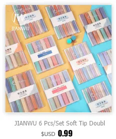 JIANWU 5 Teile/satz Morandi Macaron Farbe Doppelseitige Textmarker Set Reibungsloses Schreiben Kreative DIY Student Lieferungen Schreibwaren – Detail 6
