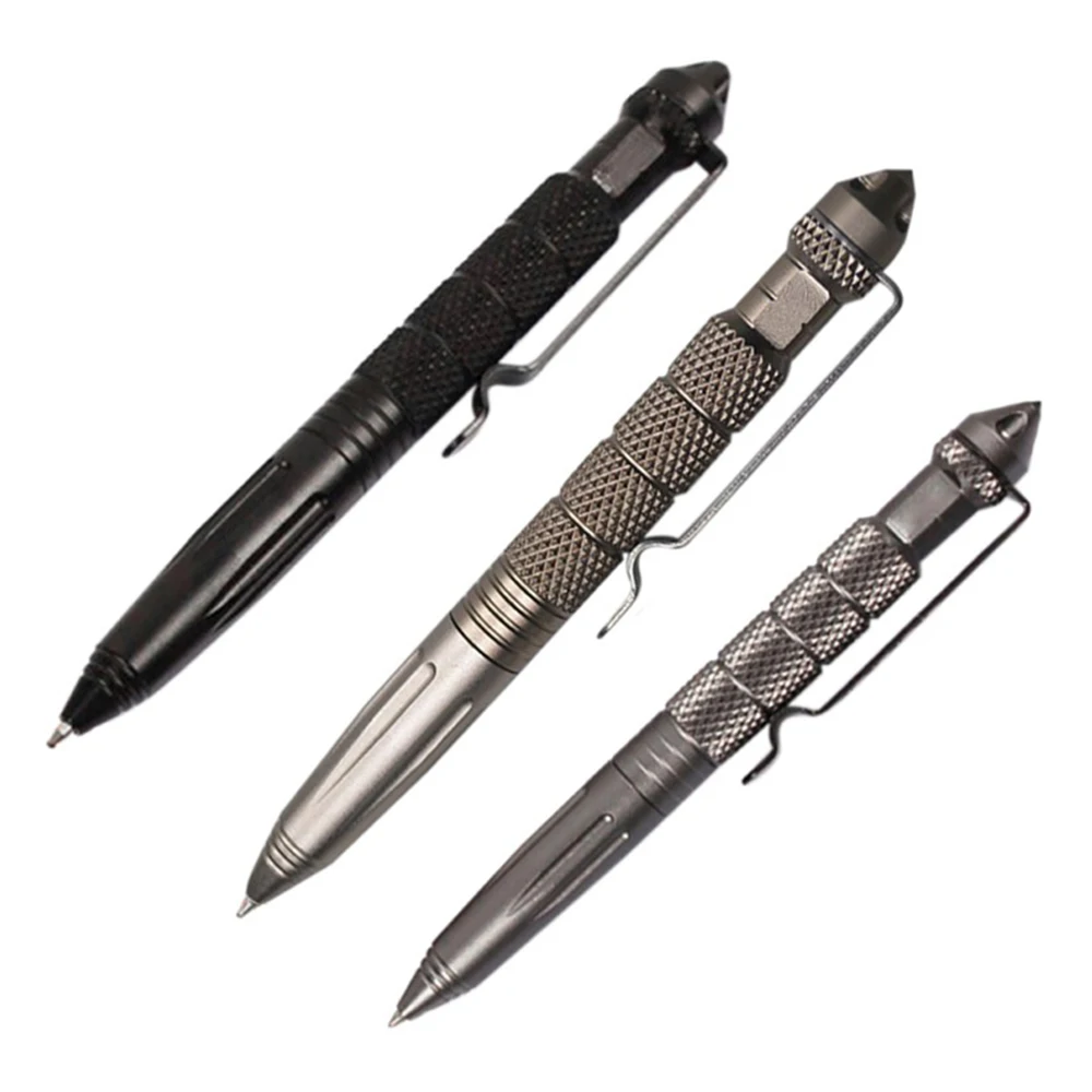 Black Tactical Pen Glass Breaker Self Defense Outdoor Pocket Pen