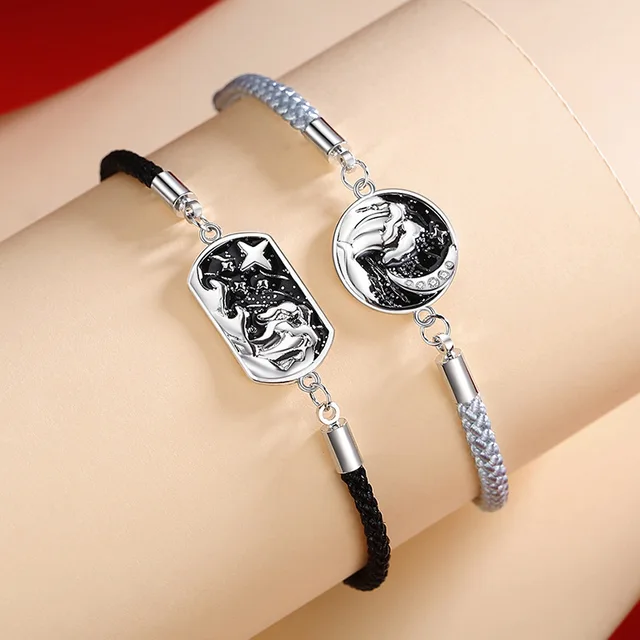 Sterling Silver Color Sea and Star Charm Bracelets for Lovers