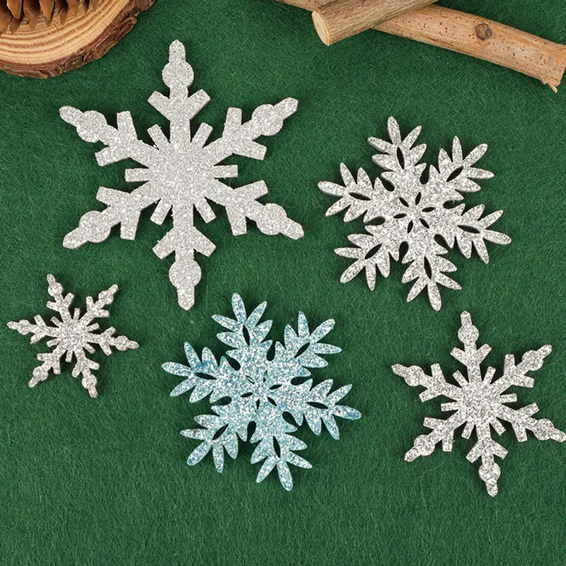 100 Stück heißer Verkauf Weihnachten Schneeflocke Applikationen für DIY handgemachte Kopfschmuck Zubehör Patches