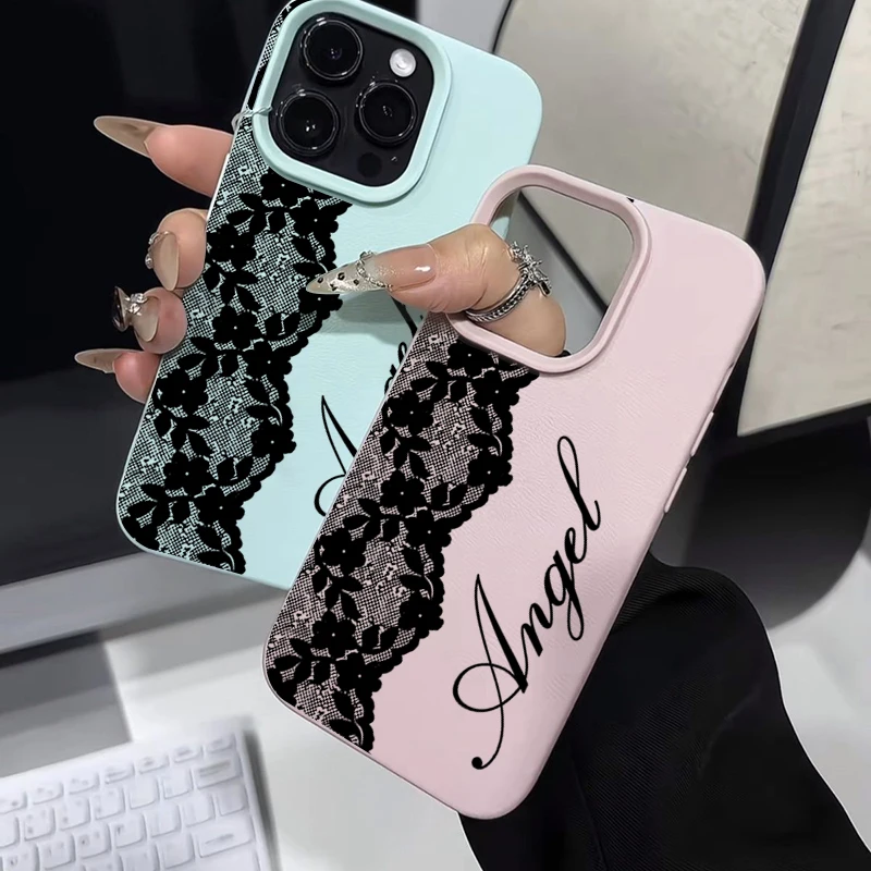 Elegant Black Lace Soft Phone Case with Shockproof Lens Protection