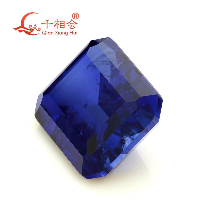 rectangle shape emerald cut dark blue color artificial lab created sapphire including minor cracks   inclusions lo0se gem stone