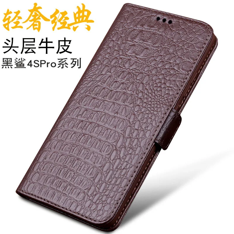 

New Luxury Lich Genuine Leather Flip Phone Case For Xiaomi Black Shark 4s Pro Real Cowhide Leather Shell Full Cover Pocket Bag