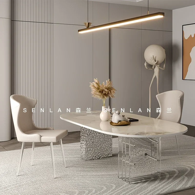 Stone slab dining table and chair combination, light luxury, modern simple dining table, small household, household slate