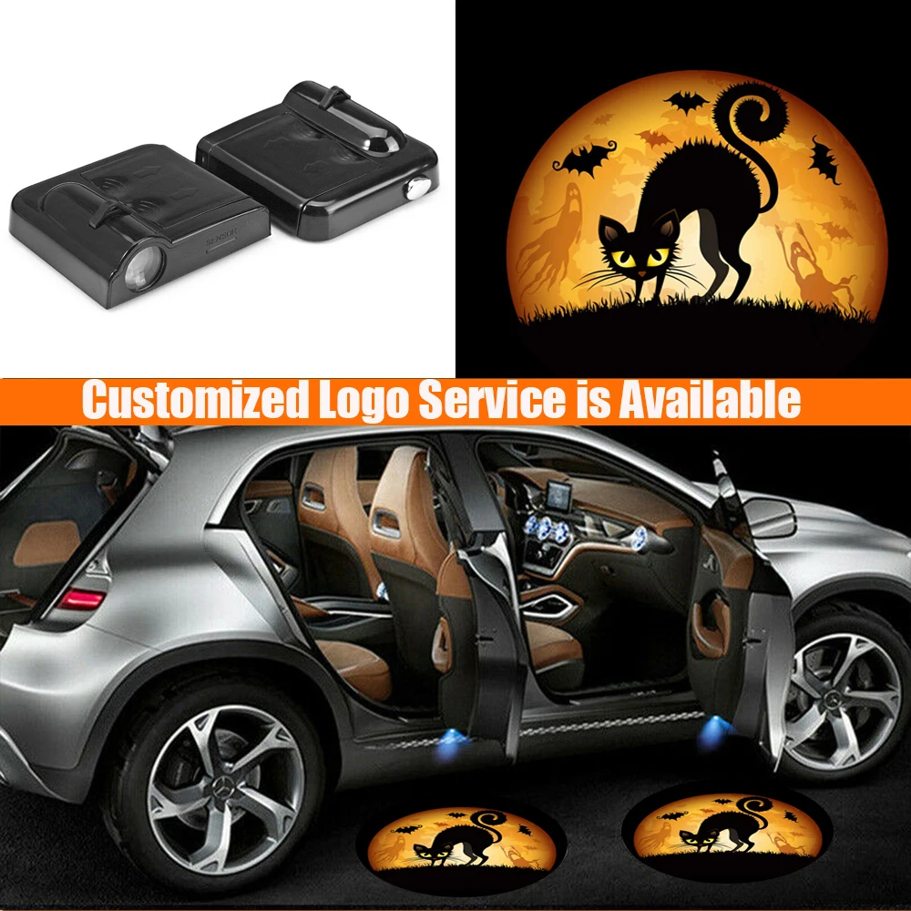 

2 Pieces Laser Projector Shadow Gadget Accessories Wireless Hallowmas Led Logo Car Door Welcome Pedal Lights