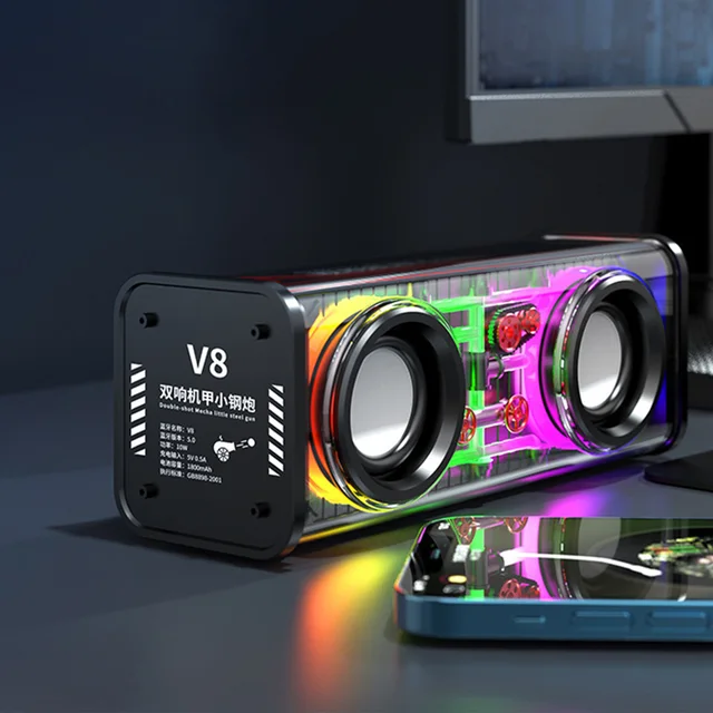 Altavoces de música inalámbricos con Bluetooth 5,0, minialtavoz portátil  con luz RGB, TWS, V8/K07 - AliExpress