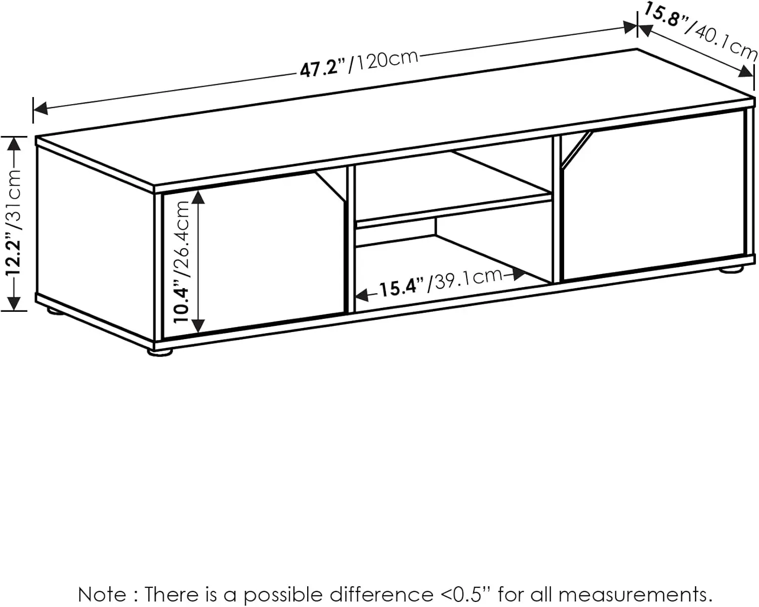 Classic Stand for TV up to 55 Inch, French Oak
