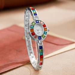 Elegant Rhinestone Women's Fashion Bracelet Watch - Quartz Timepiece Gift (Silver)