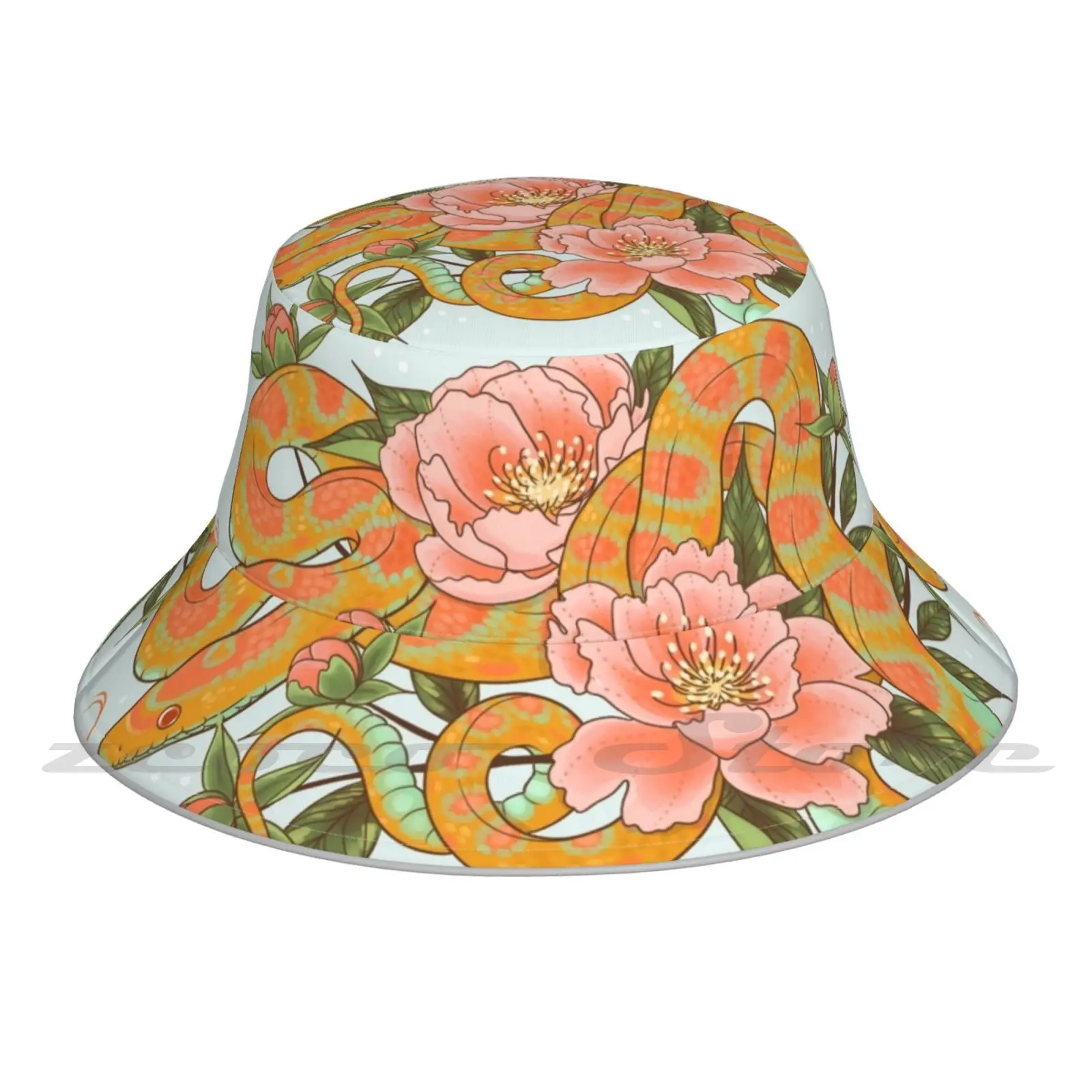 

Corn And Peonies Cap Diy Light Foldable Sunshade Fashion Fisherman Hat Corn Reptile Reptiles Flowers Peony Peonies Bright