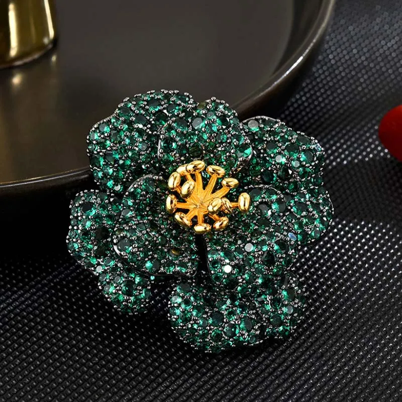 

Donia Jewelry European and American Fashion Enamel Titanium Steel Micro-Inlaid AAA Zircon Flower Brooch Luxury Retro Pin