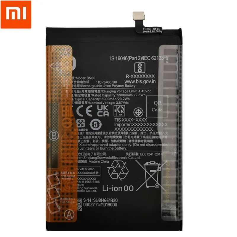 100% Original New High Quality Replacement Battery BN66 For Xiaomi Mi POCO C40 Rechargeable Phone 6000mAh Batteries Bateria
