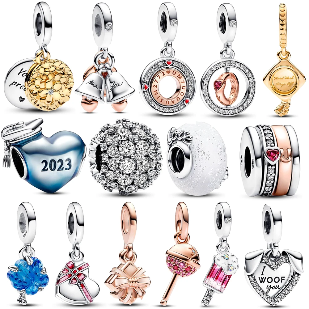

925 Sterling Silver Mum Family Tree Murano Glass Charm Graduation Chocolate Gift Box Wedding Bells Charm Fit Pandora Bracelet