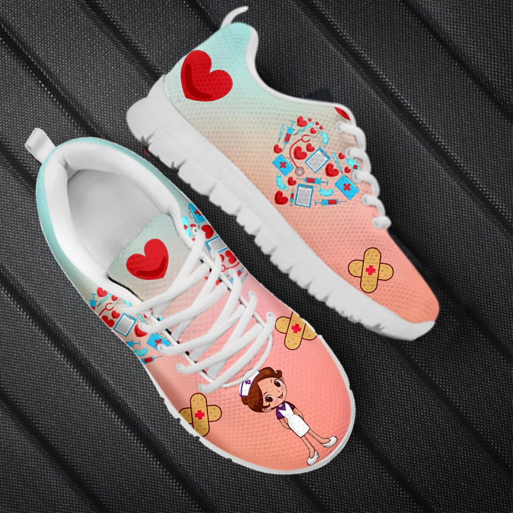 INSTANTARTS Lightweight Sneakers for Hospital Workers Lovely Nurse Healthcare Medical Print Casual Shoes for Women 2023 Zapatos