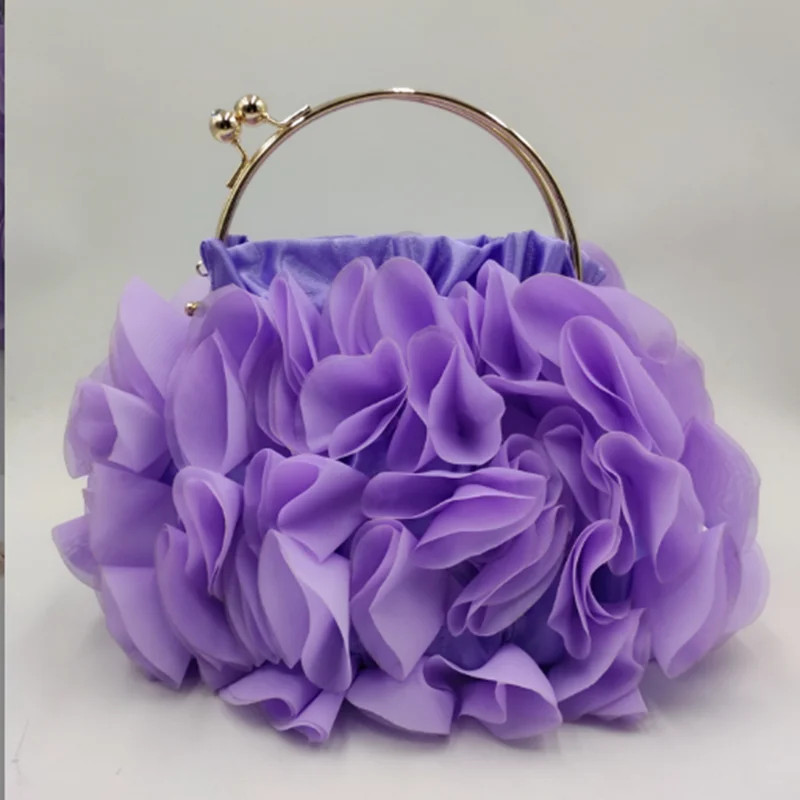 

Purple/Red/Black Evening Clutch Bag Luxury Satin Floral Wedding Purses and Handbags Ladies Designer Women's Shoulder Bag