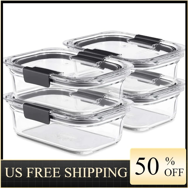 Rubbermaid Brilliance Glass Storage 3.2-Cup Food Containers with Lids, BPA  Free and Leak Proof, Medium, Clear, Pack of 4 - AliExpress