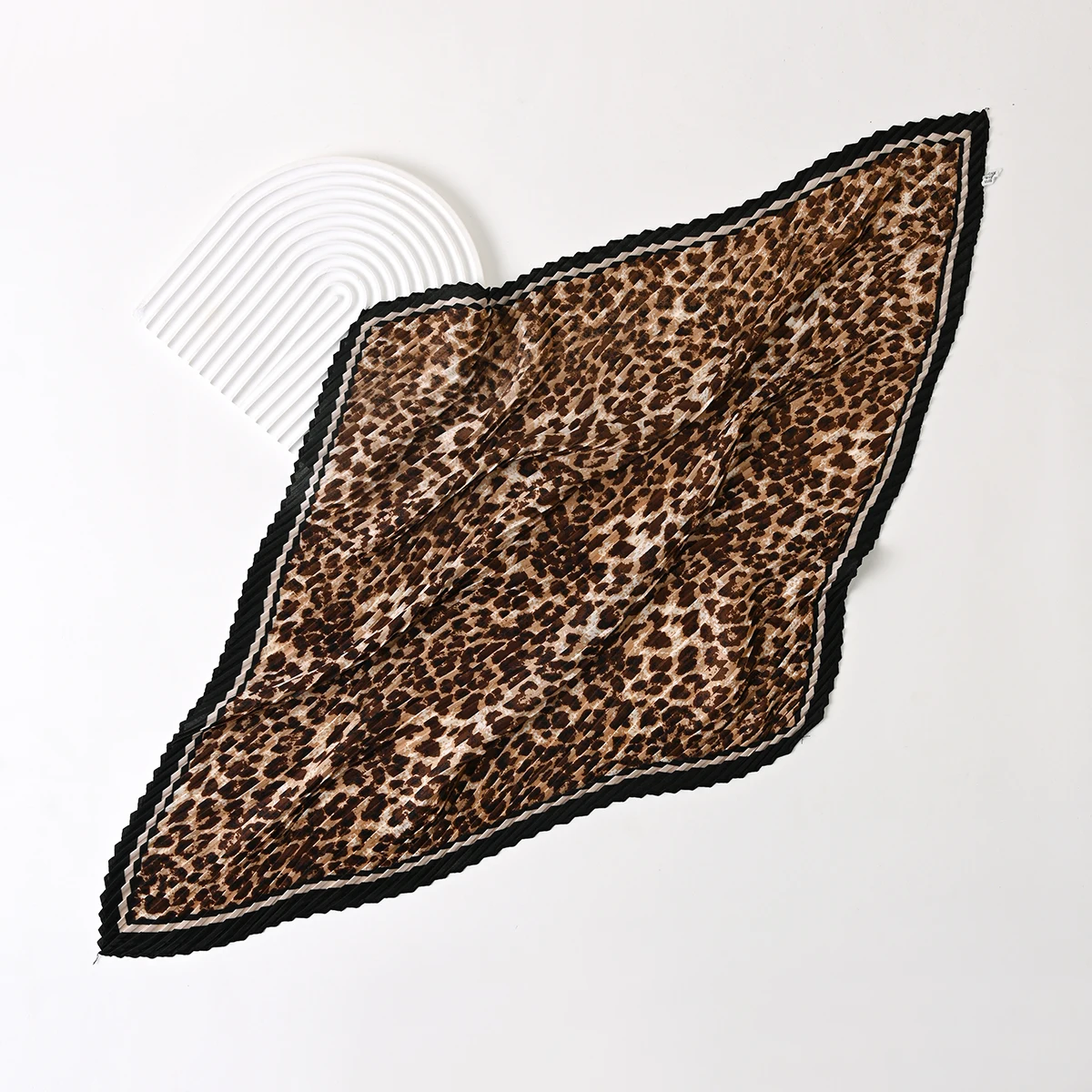 Four Seasons New 70cm Silk Pleated Scarf Leopard print Small Scarves Square Scarf Satin Neckerchief Decorative Headscarf Bandana