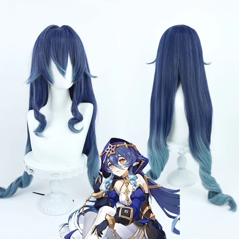 

Game Genshin Impact Layla Cosplay Wig 100cm Long Blue Gradient Wigs Anime Cosplay Wigs Heat Resistant Synthetic Wigs Halloween