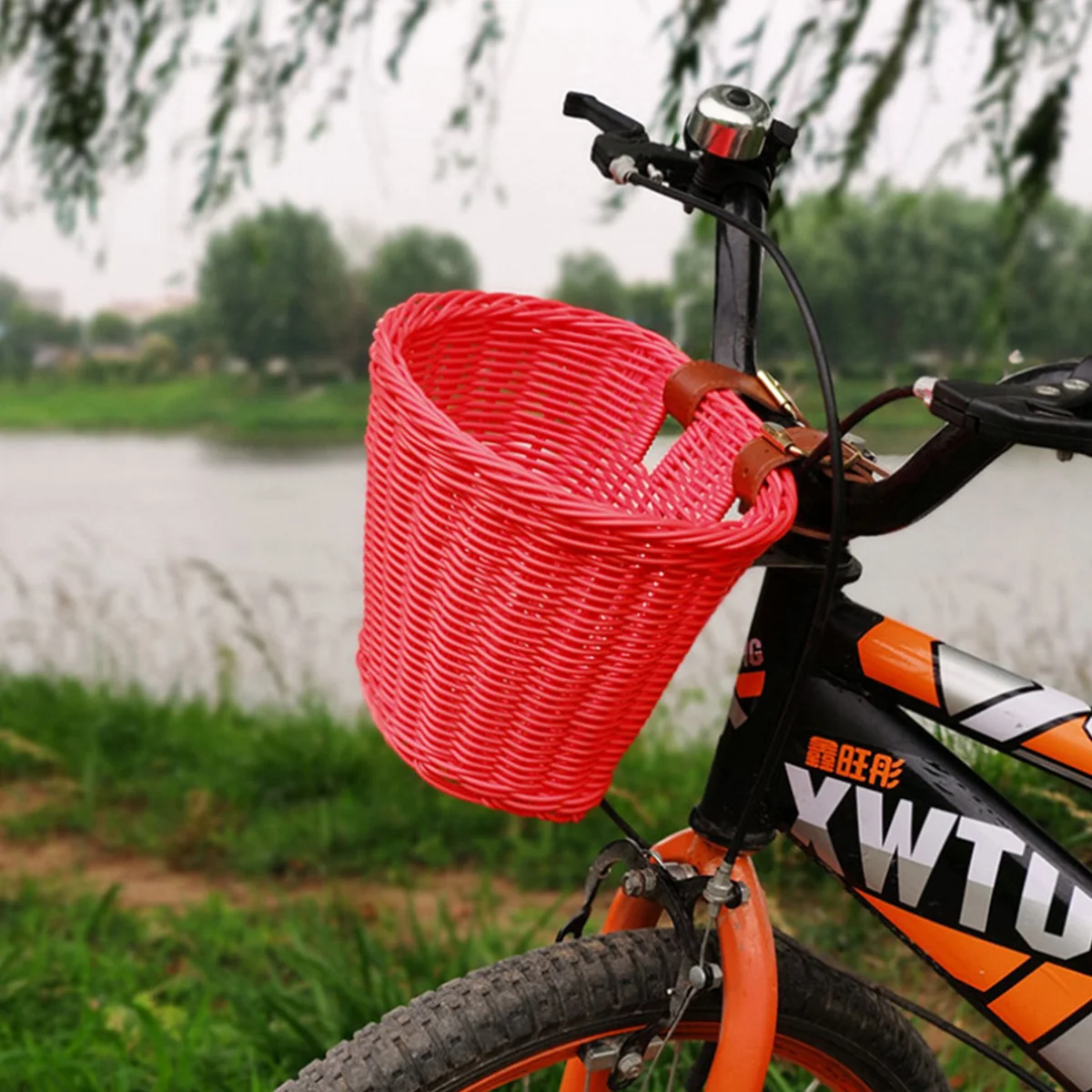 

Inoomp Girls Environmentally Accessories Cute Adjustable Handlebar Food Adult Rattan Gifts Bike Leather Fruit Childrens