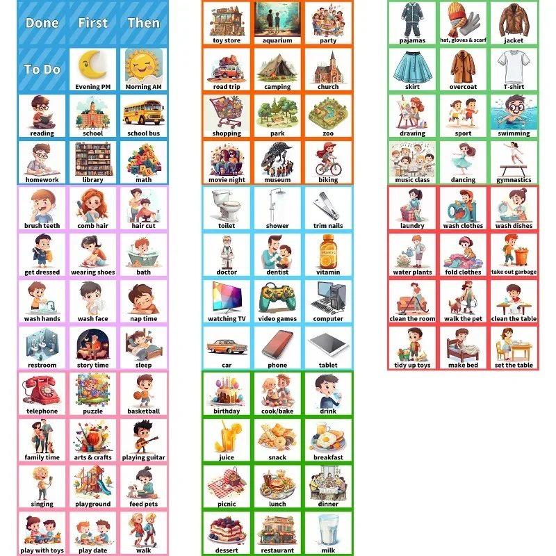 어린이용 오래된 차트 게임, 3-6 카드, 홈 잡일 조각, 수년동안 훈련 일정, 96 가지 습관, 데일리 몬테소리 비주얼, 새로운 일상 좋은
