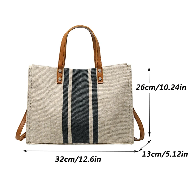Lässige Leinwand Streifen muster große Kapazität Multifunktions-Reisetasche Schüler Schult aschen Frauen tägliche Taschen – Detail 17