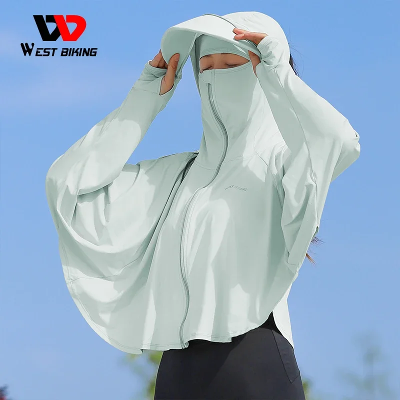 WEST BIKING UPF 50 + UV 자외선 차단 의류, 여성용 후드, 아이스 실크 통기성 야외 재킷, 사이클링 낚시 달리기 스포츠 기어