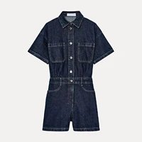 Z Women's Faion Commute ort Sve Denim Jumpsuit High Waist ort Length Polyester Fiber Summer New Arrival - Image 4