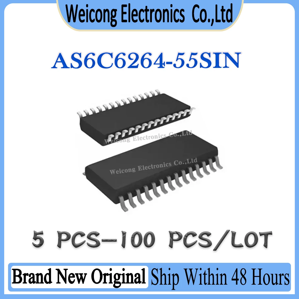 

New Original AS6C6264-55SIN AS6C6264-55SI AS6C6264-55S AS6C6264-55 AS6C6264 AS6C IC Chip SOP-28