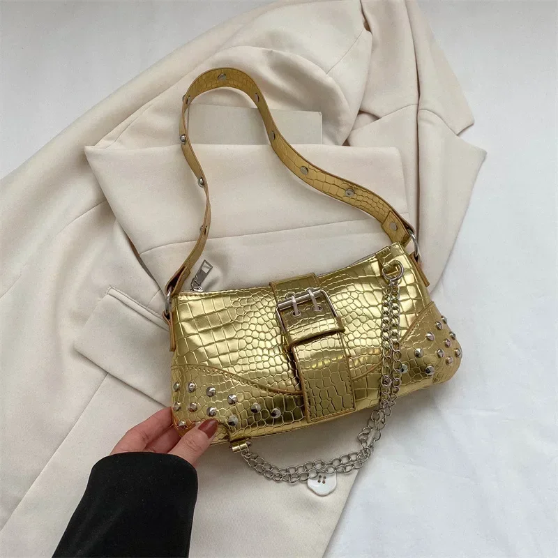 Borsa A Tracolla Donna Y2K Punk Con Rivetti – Pelle PU, Antifurto, Per Viaggi E Concerts - 3