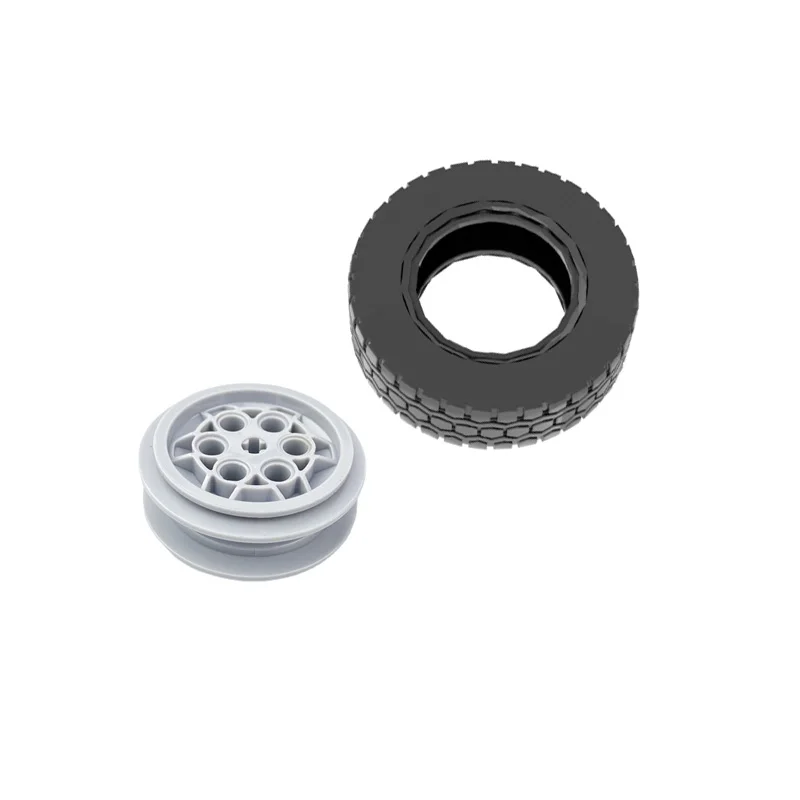 8PCS 62.4*20mm 자동차 바퀴 Moc 빌딩 블록 부품 32019+86652 수정된 조립식 타이어 + 허브 기술 브릭 장난감 액세서리
