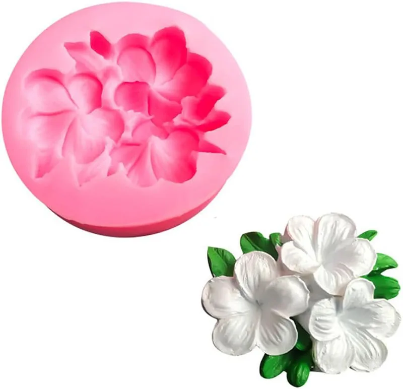 2Pcs Flower Fondant Molds Silicone Gardenia Plumeria Rubra Flower Mold Candy Chocolate Kitchen Baking Toting Kitchen Baking Tool