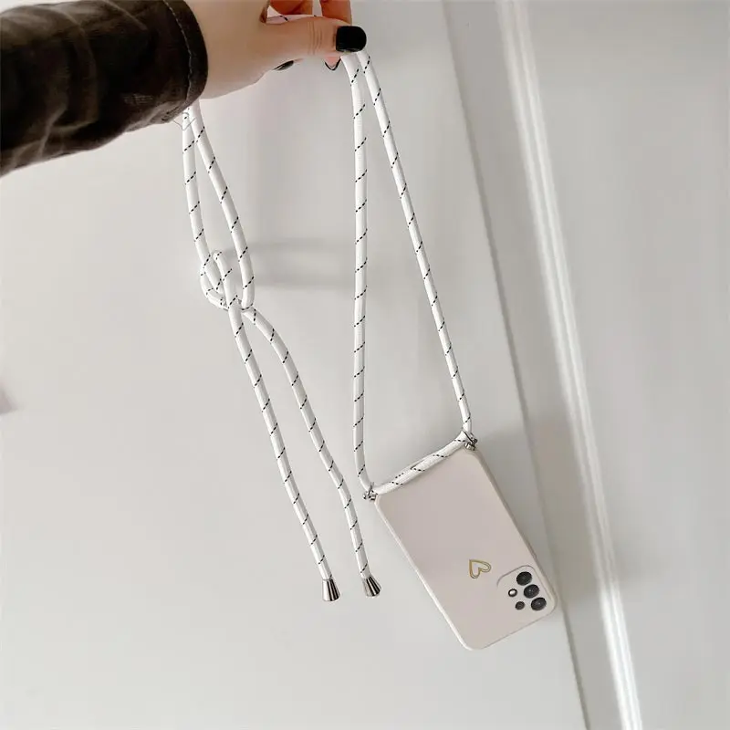 Crossbody Lanyard Silicone Phone Case For Samsung Galaxy A53 A52 A52S A73 A33 A72 A32 4G 5G A51 A71 A12 A31 A22 Love Heart Cover — view 5