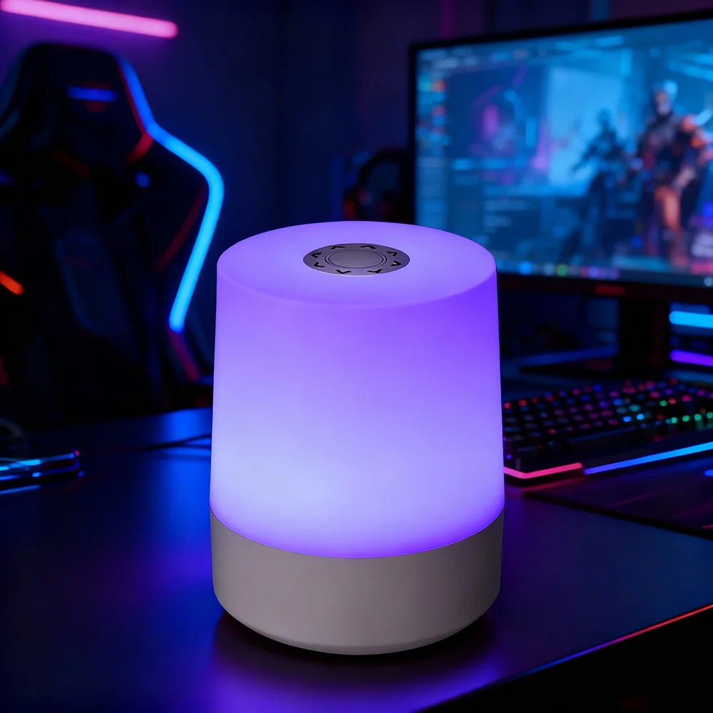 Contemporary Style LED RGB Night Light Soft Glow Multicolor Cylinder Design Touch Control Rechargeable Bedside Lamp for Home