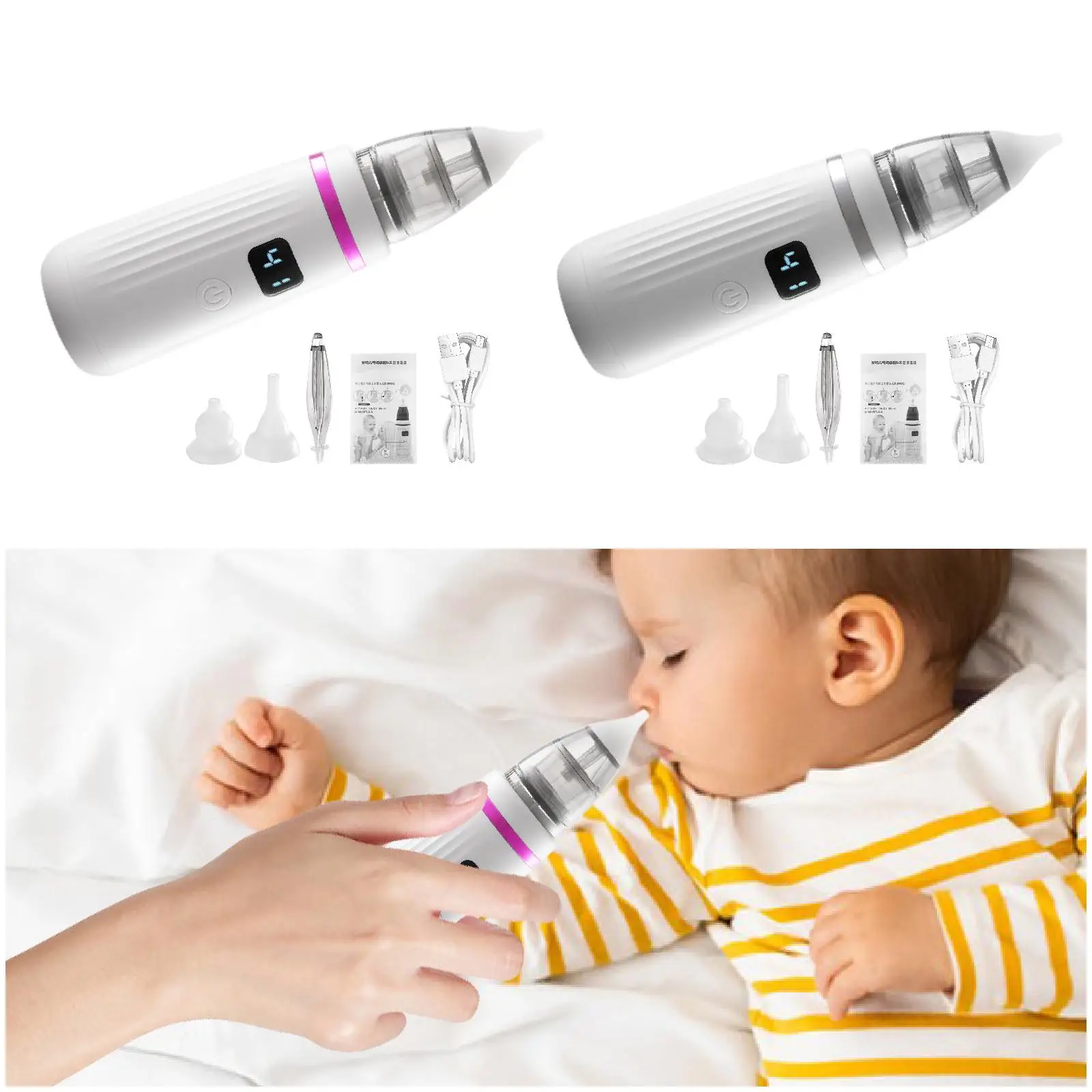 Electric Baby Nasal Cleaner Portable USB Powered 5 Suction Levels for Travel