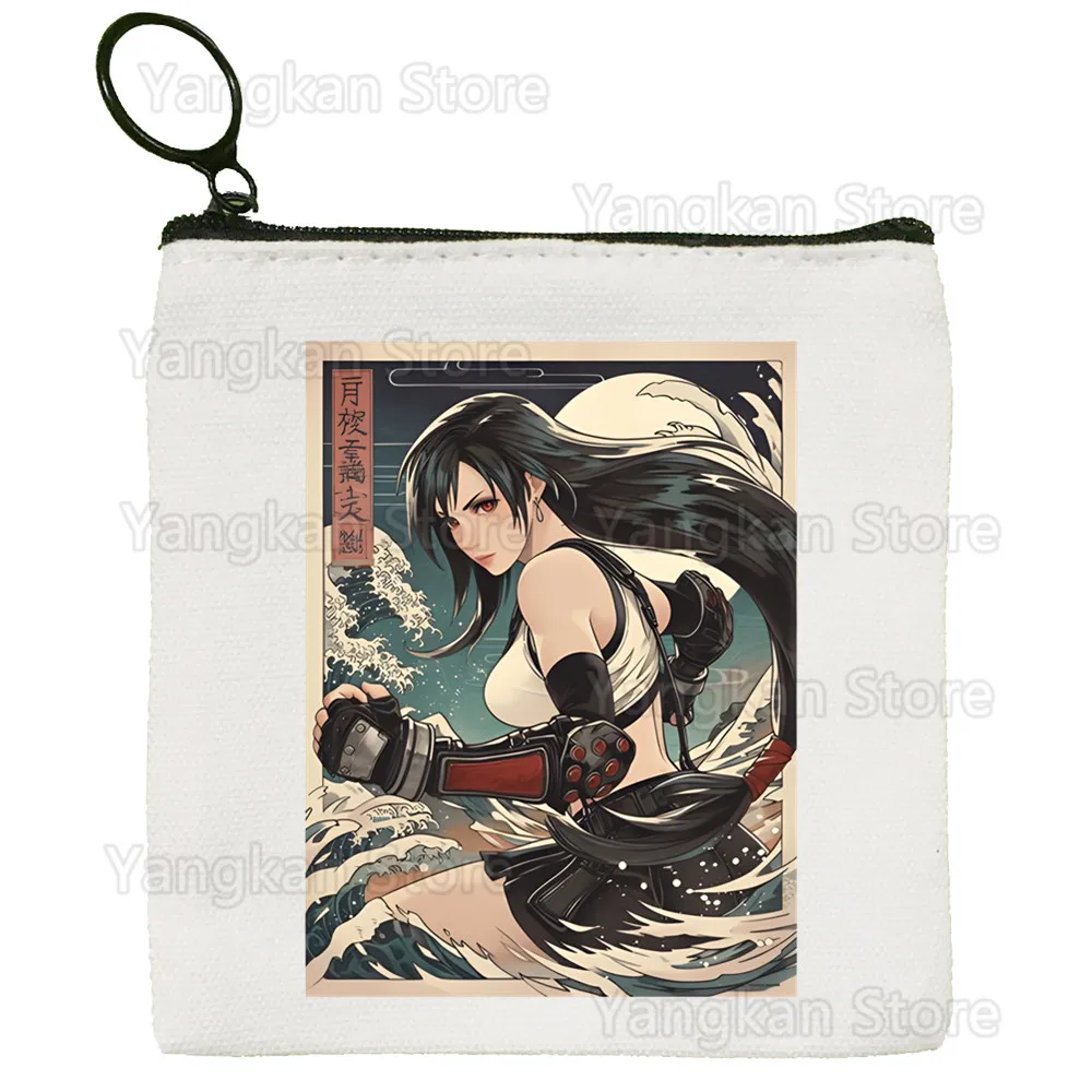 Final Fantasy 7 FF7 Coin Purse Canvas Student Wallet Coin Case Zipper Hand Female Key Case
