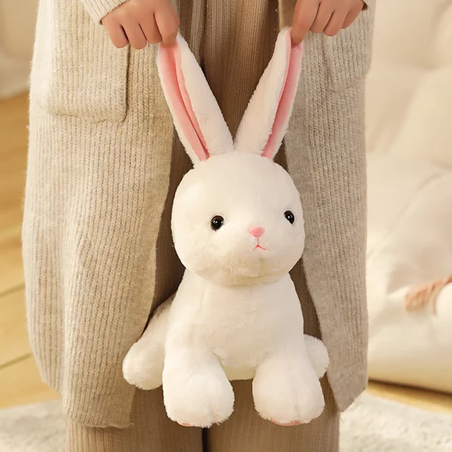 Little White Rabbit Plush Toy Doll Pillow Children Baby Soothing Hand Puppet Kawaii Room Decoration Fabric Comfortable Soft Gift 3