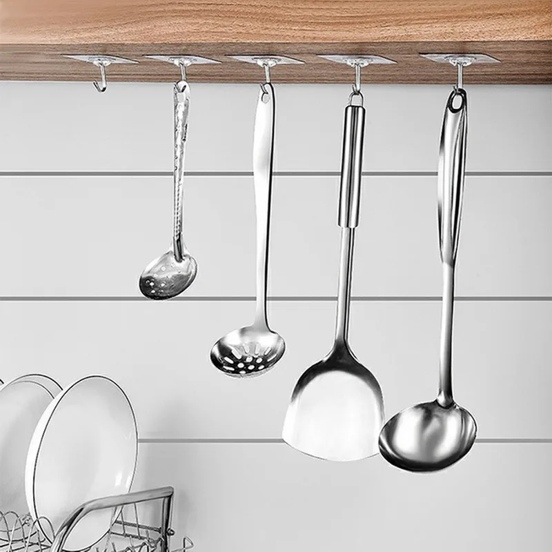 10Pcs Wall Hooks Bathroom Transparent Waterproof Oilproof Self Adhesive Hooks Reusable Seamless Hanging Hook For Kitchen self adhesive hooks multifunctional hooks kitchen hook self adhesive wall hooks