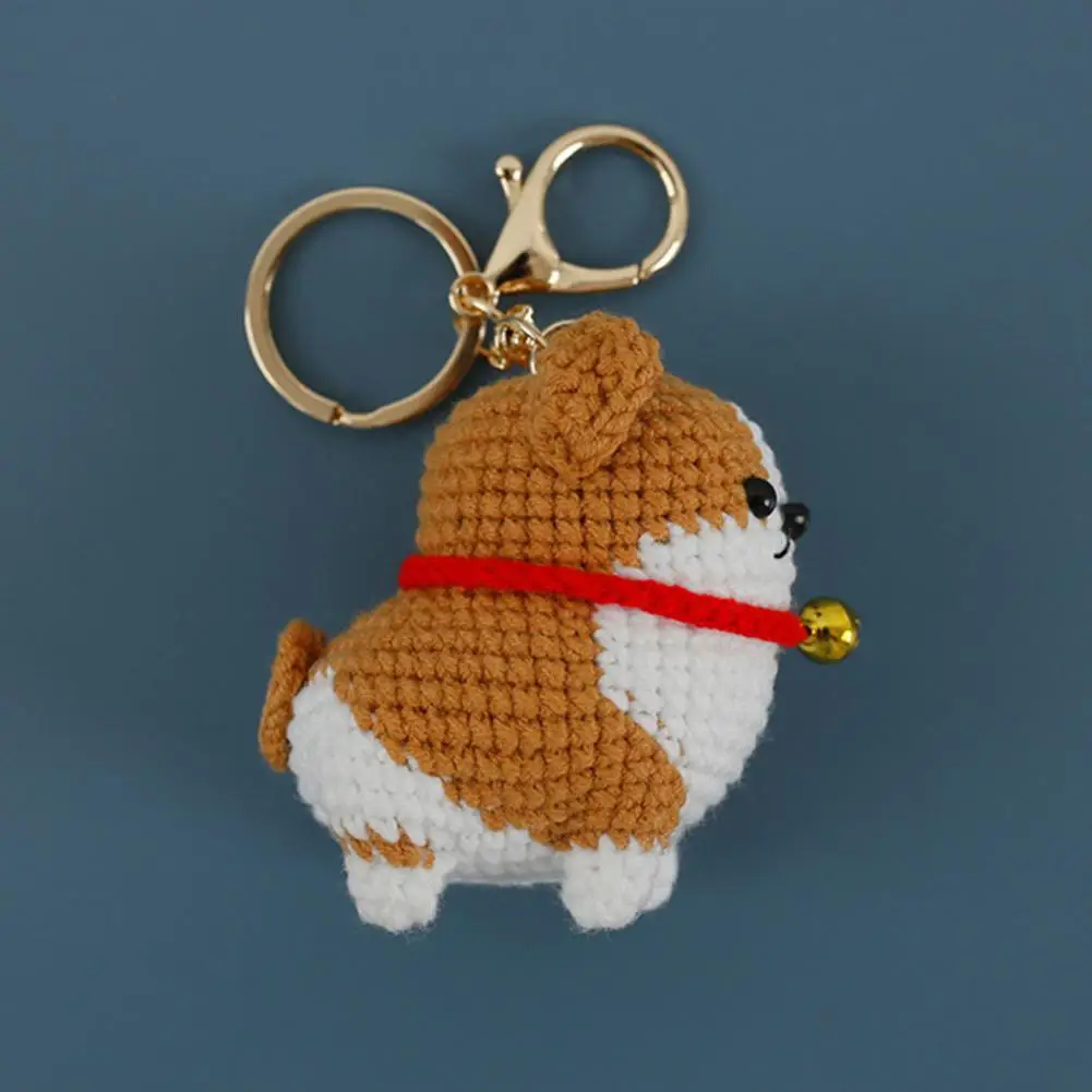 

Puppy Design Keychain Crochet Puppy Keychain Bell Decor Schoolbag Pendant Shoulder Bag Decoration Cute Puppy Keychain
