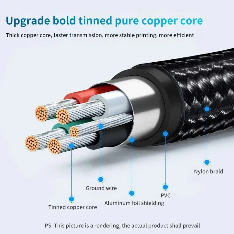 USB C to USB B 2.0 Printer Cable Electronic Organ Cable Type C USB B for Computer Laptop Phone to Fax Machine Scanner Universal - 3