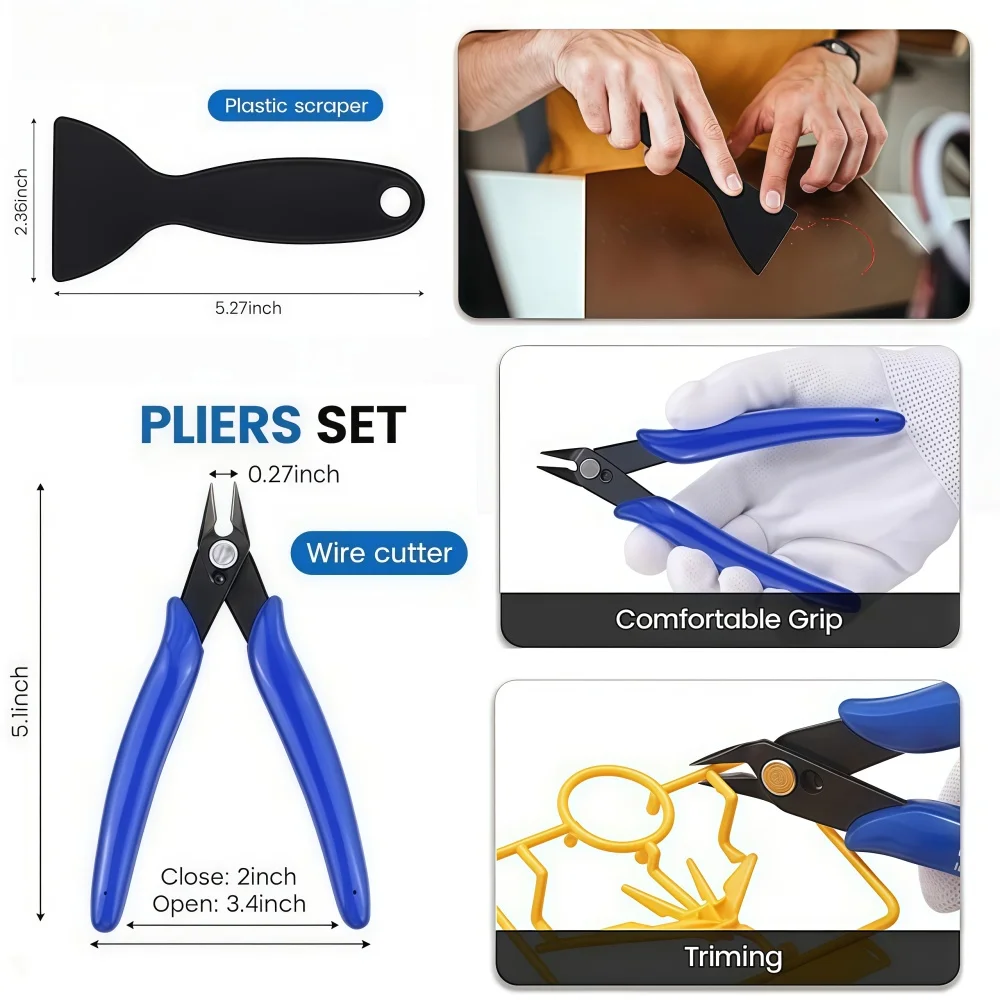 39Pcs 3D Printer Tools Kit FDM SLA Printer Parts Nozzle Cleaner Scraper File Brush Wire Cutter Engraving Knife Repair Tools Set - 5