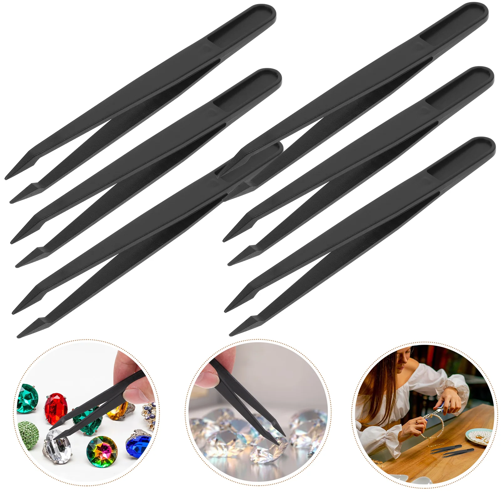 10 PCS Sticker Pointed Tweezers Miss Jewelry Making Plastic Function Tool Precision
