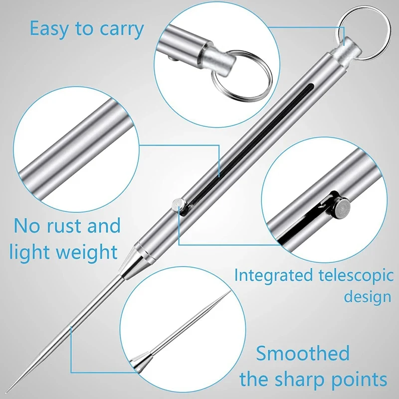 Titanium alloy integrated telescopic carrying toothpick tooth picking portable artifact multi-functional tooth picking keychain